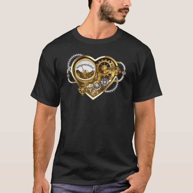Steampunk Heart med en Manometer T Shirt (Framsida)