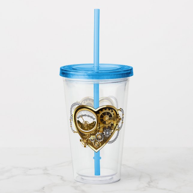 Steampunk Heart med en Manometer Take Away Mugg (Framsida)