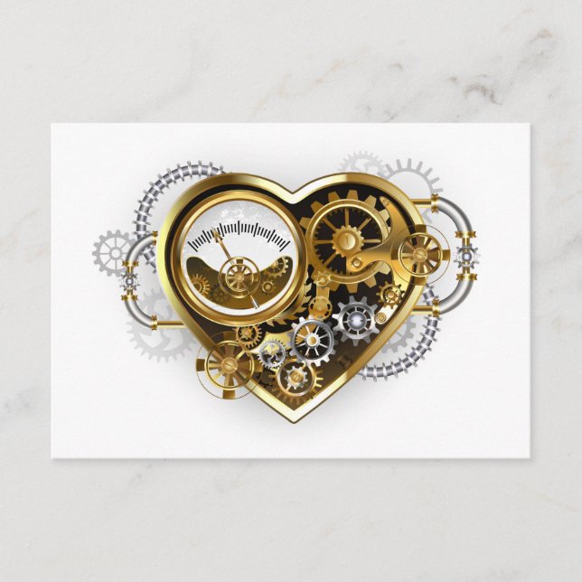 Steampunk Heart med en Manometer Tilläggskort (Framsida)