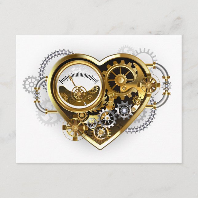 Steampunk Heart med en Manometer Tilläggskort (Framsida)