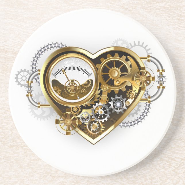Steampunk Heart med en Manometer Underlägg (Framsidan)