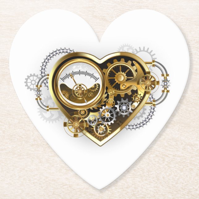 Steampunk Heart med en Manometer Underlägg Papper (Framsida)