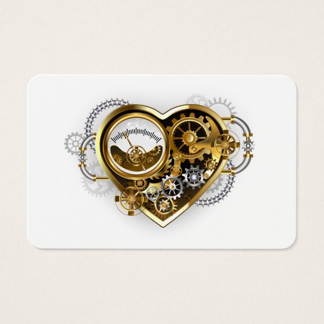 Steampunk Heart med en Manometer Visitkort (Framsida)