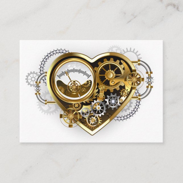 Steampunk Heart med en Manometer Visitkort (Framsida)
