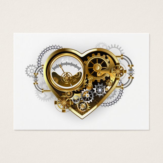 Steampunk Heart med en Manometer Visitkort (Framsidan)