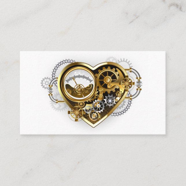 Steampunk Heart med en Manometer Visitkort (Framsida)