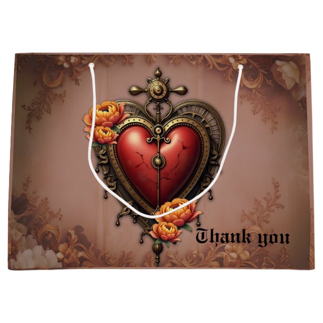 Steampunk Heart med Flowers. (Framsidan)