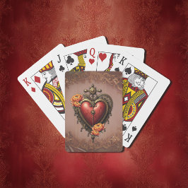 Steampunk Heart med Flowers. Casinokort