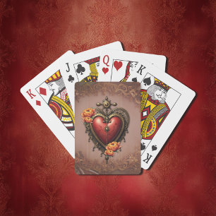 Steampunk Heart med Flowers. Casinokort