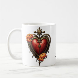 Steampunk Heart med Flowers. Kaffemugg