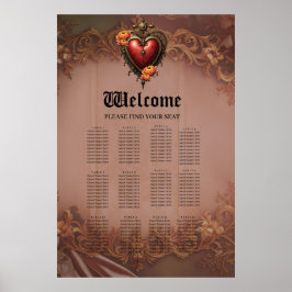 Steampunk Heart med Flowers Poster