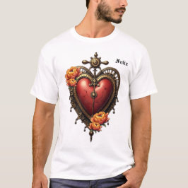 Steampunk Heart med Flowers. T Shirt