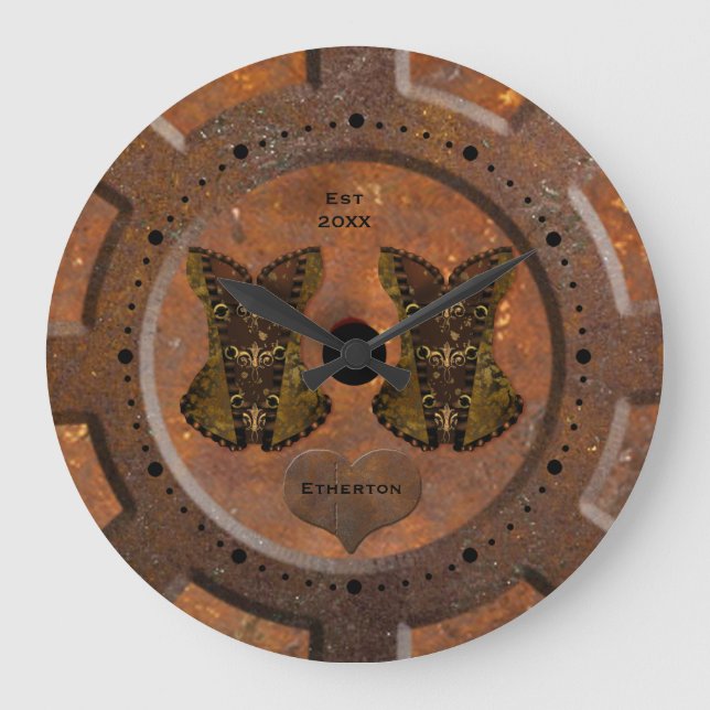 Steampunk Heart och Corsets Stor Klocka (Framsida)