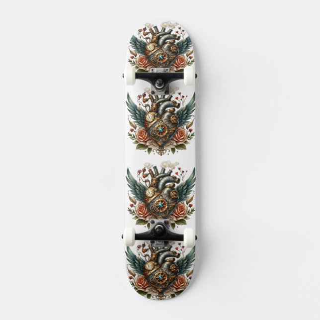 Steampunk Heart: Passionsväxlar Mini Skateboard Bräda 18,5 Cm (Framsida)