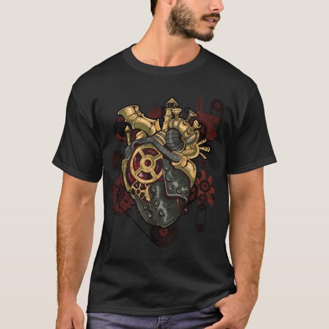 Steampunk Heart Robot Cosplay Scifi Mechanical Gea T Shirt (Framsida)