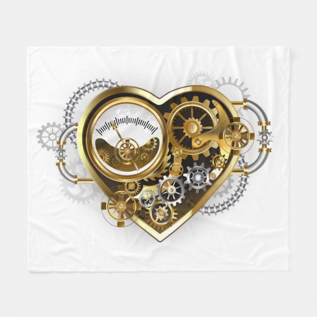 Steampunk Heart with a Manometer Fleecefilt (Framsidan (Horisontell))