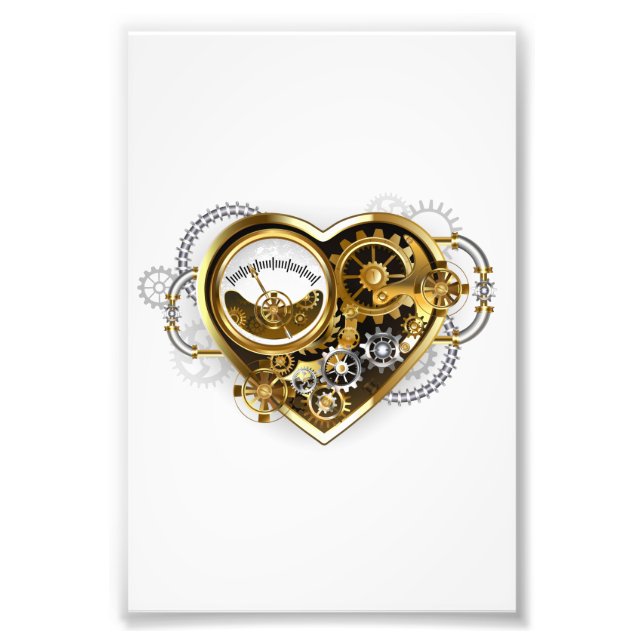 Steampunk Heart with a Manometer Fototryck (Framsidan)