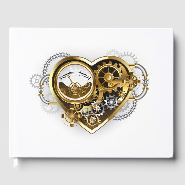 Steampunk Heart with a Manometer Gästböcker (Framsida)