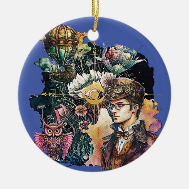 Steampunk Hero - A Collage Julgransprydnad Keramik (Framsidan)
