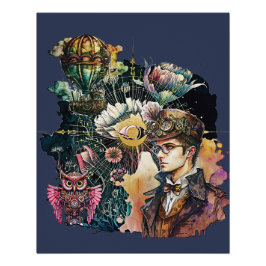 Steampunk Hero - A Collage Perfect Poster