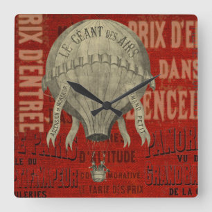 Steampunk Hett Luft Ballon Ride Graphic Typsnitt i Fyrkantig Klocka