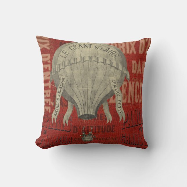 Steampunk Hett Luft Ballon Ride Graphic Typsnitt Kudde (Framsida)