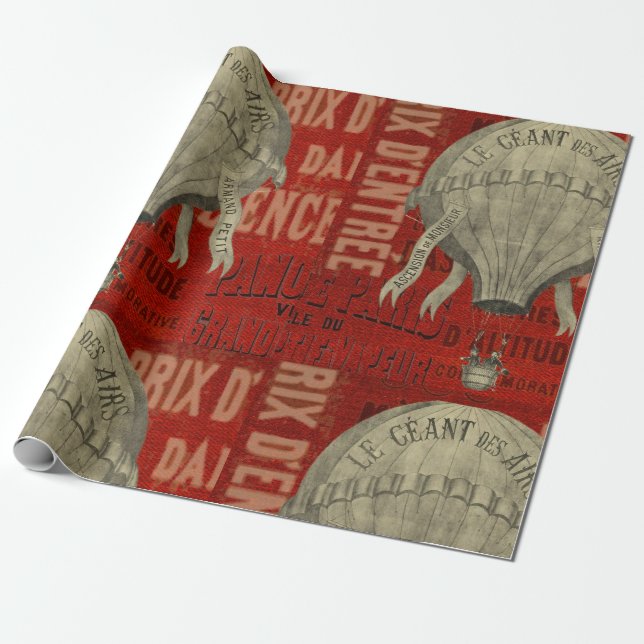 Steampunk Hett Luft Ballon Ride Graphic Typsnitt Presentpapper (Utrullad)