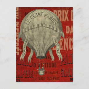 Steampunk Hett Luft Ballon Ride Graphic Typsnitt Vykort
