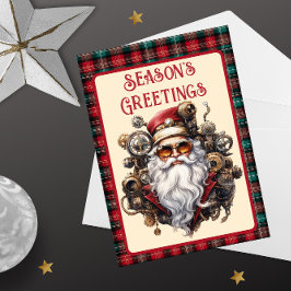 Steampunk Hipster Santa Julkort