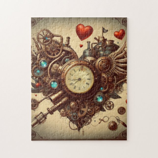 Steampunk hjärta/alla hjärtans dag  pussel (Vertikal)