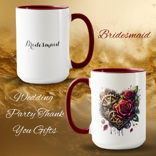 Steampunk-hjärta och rosor Brudtärna Mugg