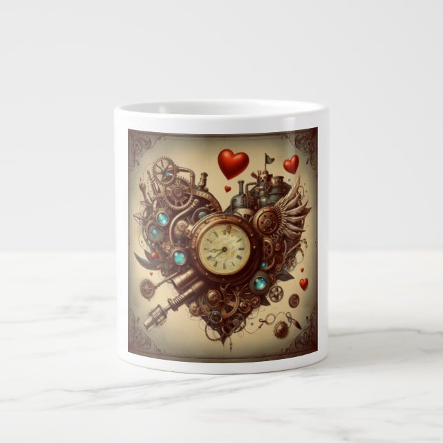 Steampunk hjärta/valentins dag jumbo mugg (Framsidan)
