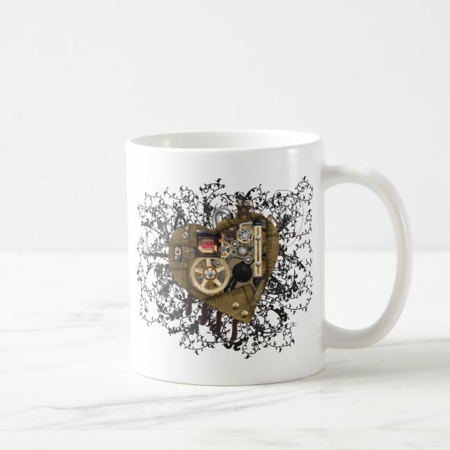 Steampunk hjärtakärlek kaffemugg (Höger)