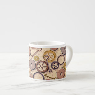 Steampunk Hjul, växlar, Nycklar, gammaldags Karta- Espressomugg