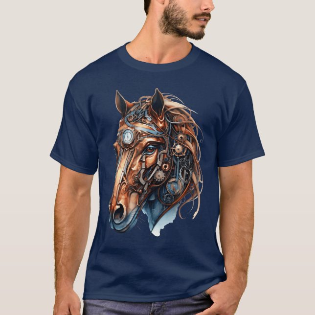 Steampunk Horse Artistic Horse roligt T Shirt (Framsida)
