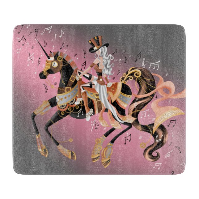 Steampunk Horse & Dam 6x7 Choppboard (Framsidan)