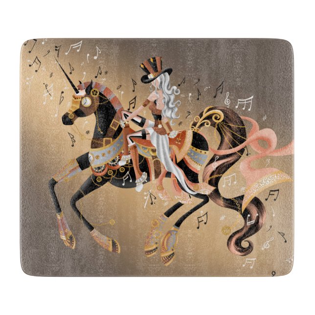 Steampunk Horse & Dam 6x7 Choppboard (Framsidan)