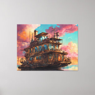 Steampunk Houseboat Canvastryck
