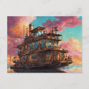 Steampunk Houseboat Vykort