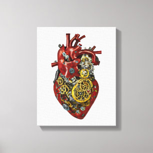 Steampunk Human Heart Anatomy Art Canvastryck