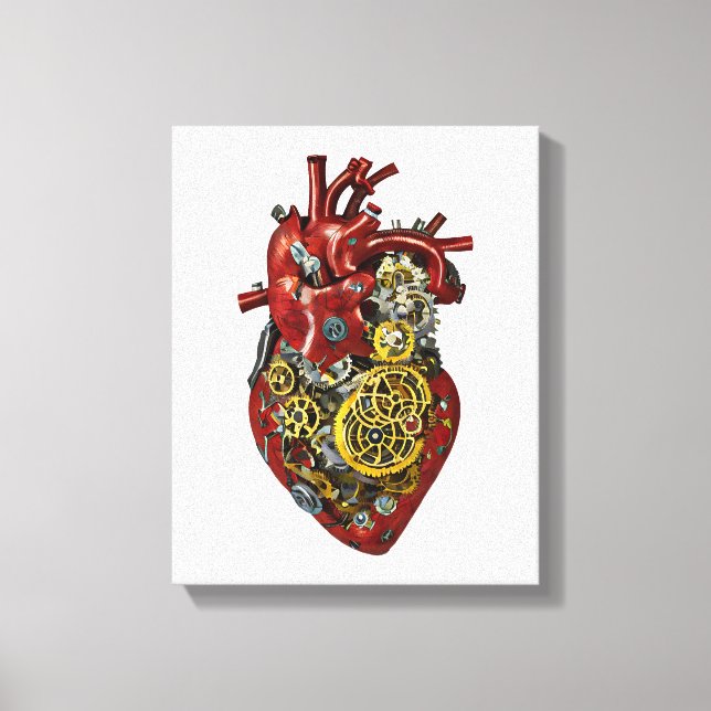 Steampunk Human Heart Anatomy Art Canvastryck (Framsida)