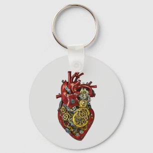 Steampunk Human Heart Anatomy Sci Fi Art Nyckelring
