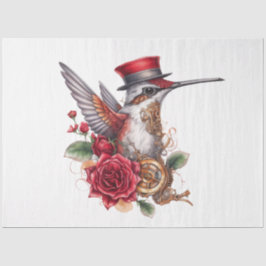 Steampunk Hummingbird with Red Hat and Clockwork