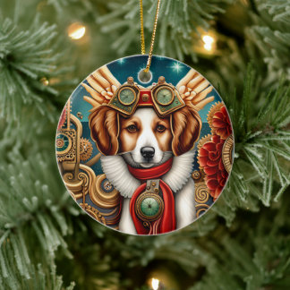Steampunk Hund jul Julgransprydnad Keramik