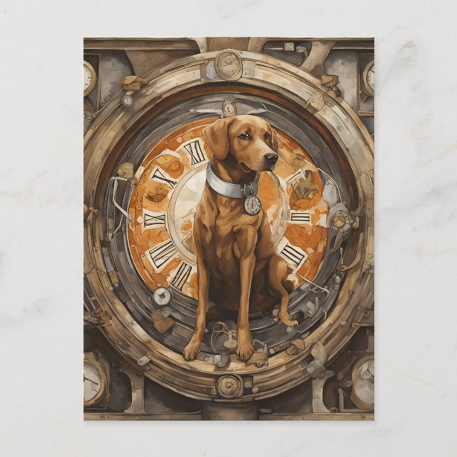Steampunk Hund Vykort (Framsida)
