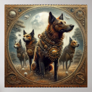 Steampunk Hundar på Hunt Poster