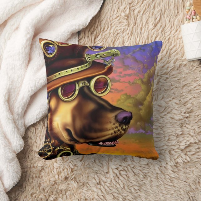 Steampunk Hundporträtt  Kudde (Filt)