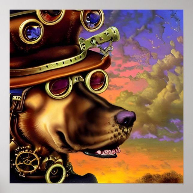 Steampunk Hundporträtt  Poster (Framsidan)