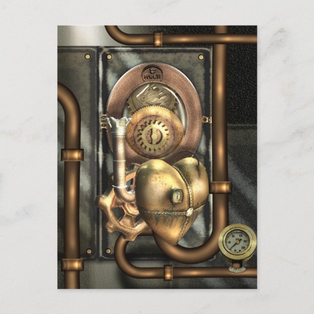 Steampunk i hjärtat vykort (Framsida)
