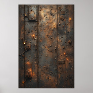 Steampunk Industrial Bunker Control Panel Poster